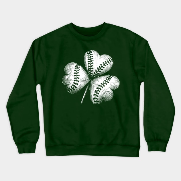 St. Patrick's Baseball Softball Shamrock Baseball Stitches Cute Baseball Lover Crewneck Sweatshirt by TeeCreations